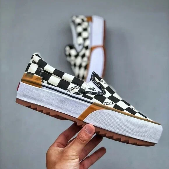 VANS Era Stacked Checkerboard Slip On Canvas Shoes - Picture 4 of 7